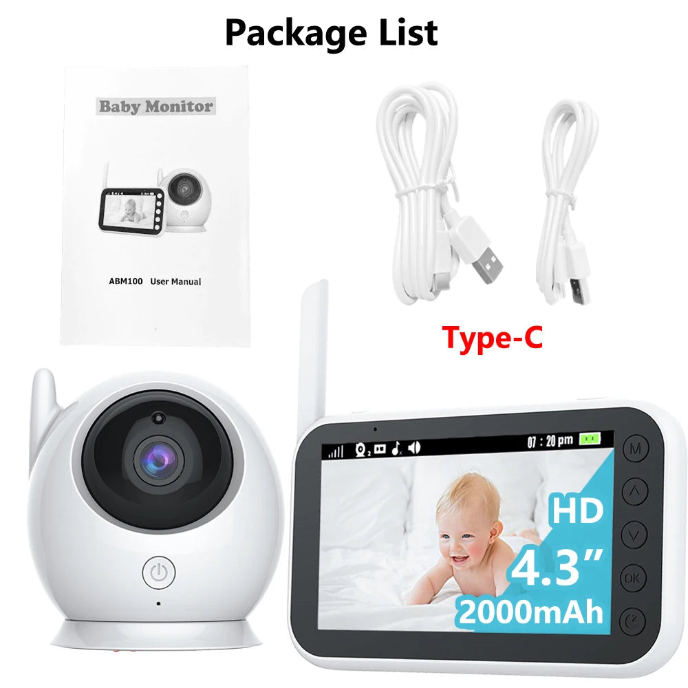 4.3&quot; LCD Baby Monitor with 2000mAh Battery &amp; Two-Way Audio With Type-C
