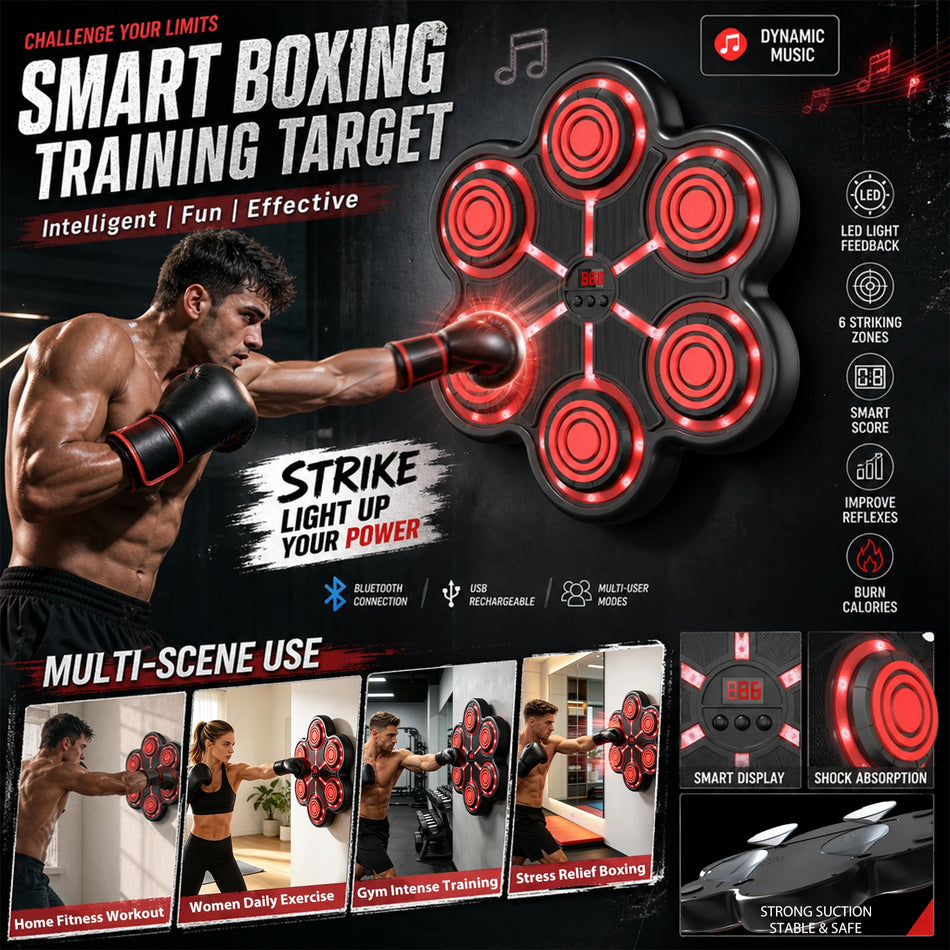 Bluetooth Wall Mounted Boxing Trainer With Music Lights And Gloves