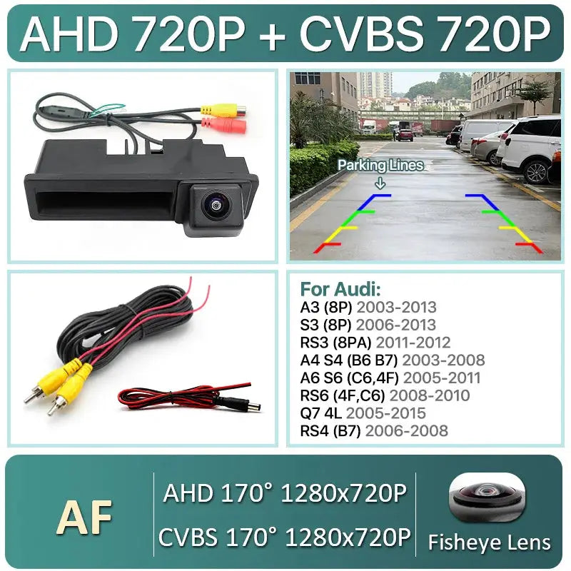 AHD 1080P 170° Car Rear View Trunk Handle Camera For Audi A1 A3 A4 A6 A6L S5 Q5 Q7 2005-2012 Vehicle Dynamic Trajectory by InterCyprus Trading Ltd