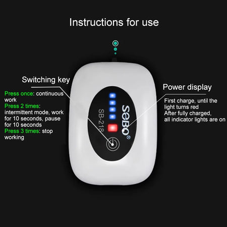 SOBO AB479-9 Aquarium Air Pump &ndash; Silent USB Rechargeable