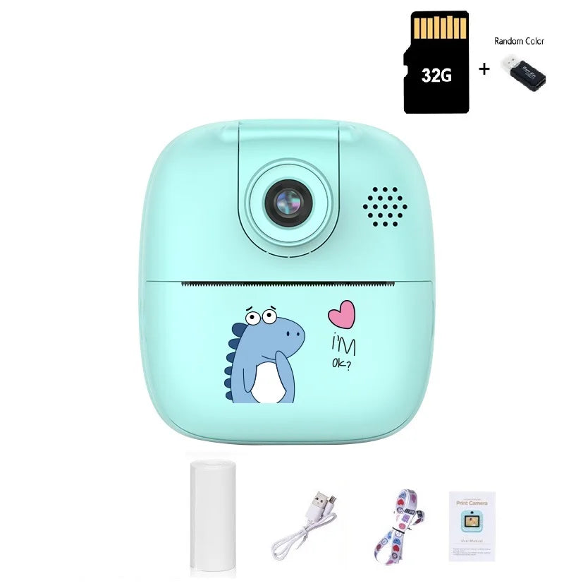 CHUZHAN Kids Instant Print Camera and Thermal Printer Dinosaur-32G