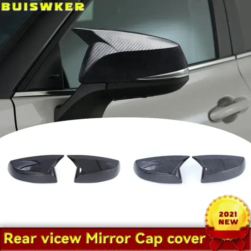 Carbon Fiber Car Rearview Mirror Cover Side Door Wing Trim for Toyota RAV4 Highlander Sienna 2019 2020 2021 by InterCyprus Trading Ltd