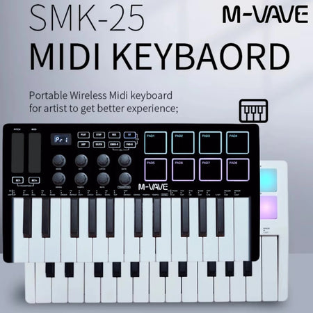 M-VAVE SMK-25 USB MIDI Keyboard Controller &ndash; 8 Backlit Pads