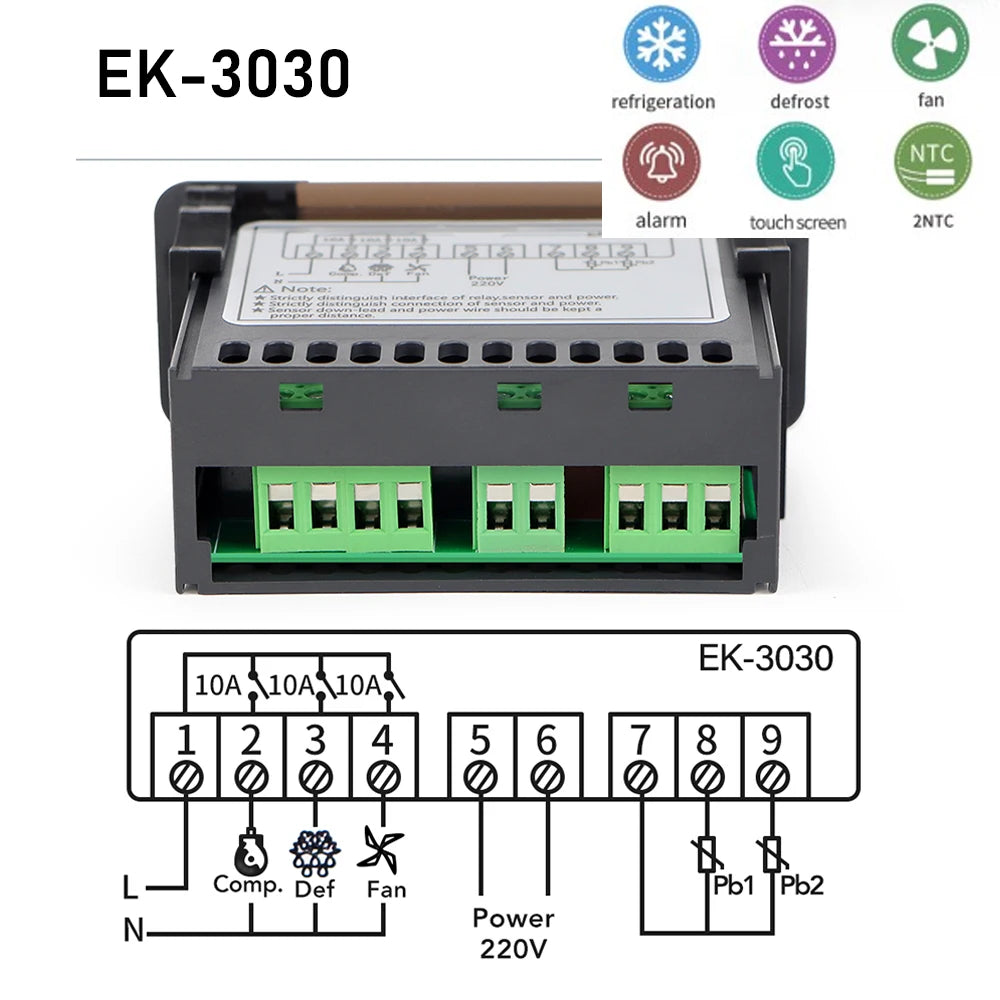 EK-3020 Digital Temperature Controller &ndash; Dual Relay Output for Precise Temperature Control EK-3030