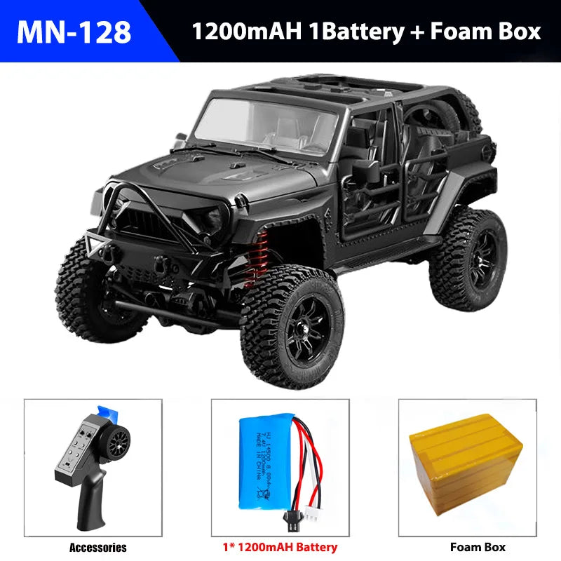 MN128 2.4G RC Crawler 4x4 Car Full Scale &ndash; LED Lighting BLACK