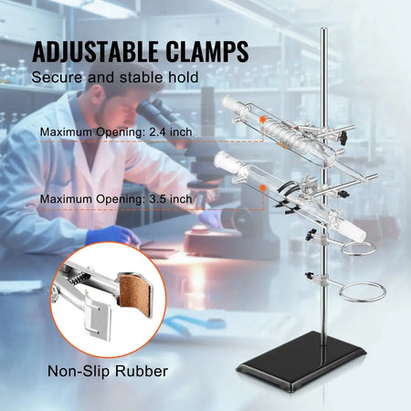 Lab Stand Set Steel 23.6 Inch Rod Clamps Included