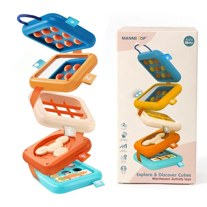 Montessori Busy Board &amp; Activity Cube - Sensory Educational Toys for Toddlers 1+ - Enhances Fine Motor Skills &amp; Imagination Activity Cube