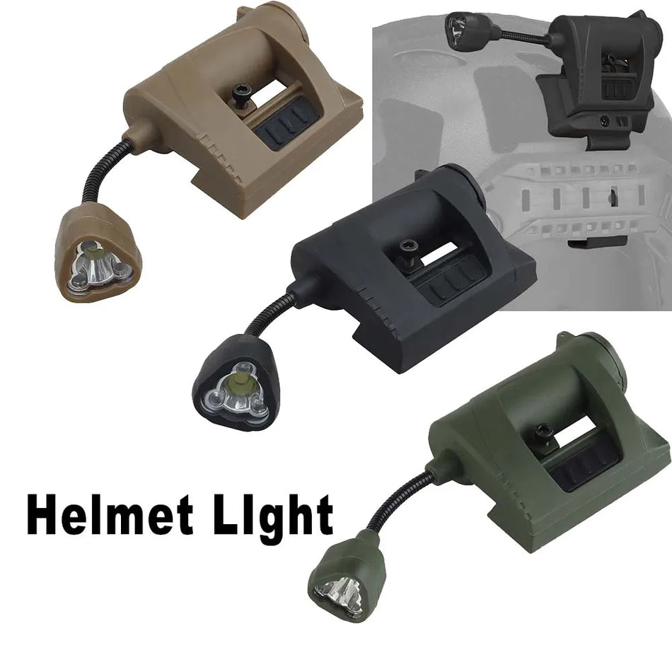 Taktična svetilka za čelado s fleksibilnim vratom in RGB IR LED diodami za na prostem