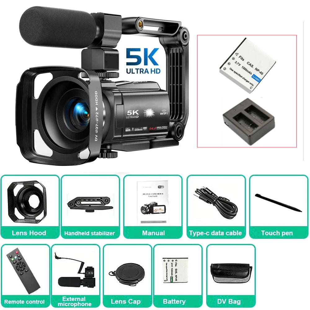 Ourlife 5K Digital Camera &ndash; 18X Digital Zoom with Rotatable Touch Screen Option 2 / With 32GB Card