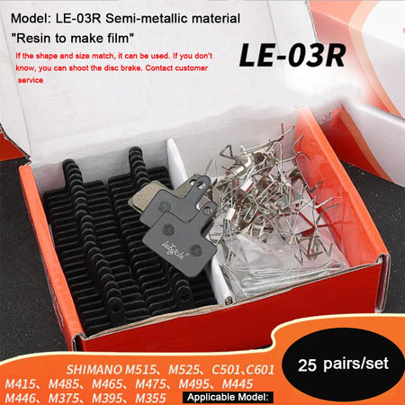 25 Pair MTB Disc Brake Pads B01S &ndash; Universal Compatibility LE-03 Resin