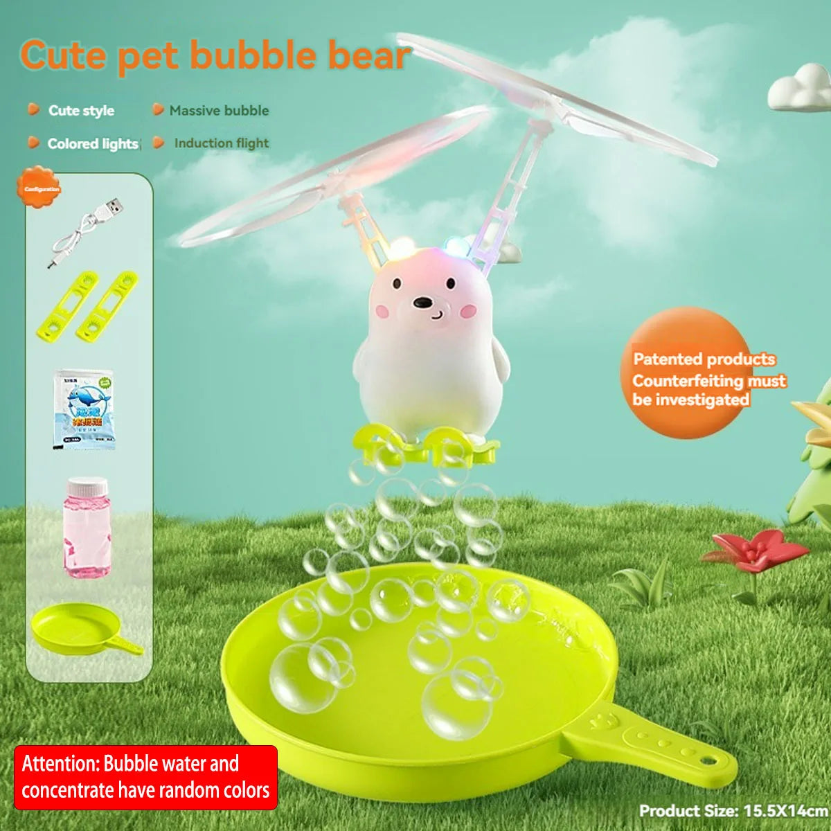 Bubble Blowing Helicopter &ndash; Interactive Outdoor Fun Cute Bear
