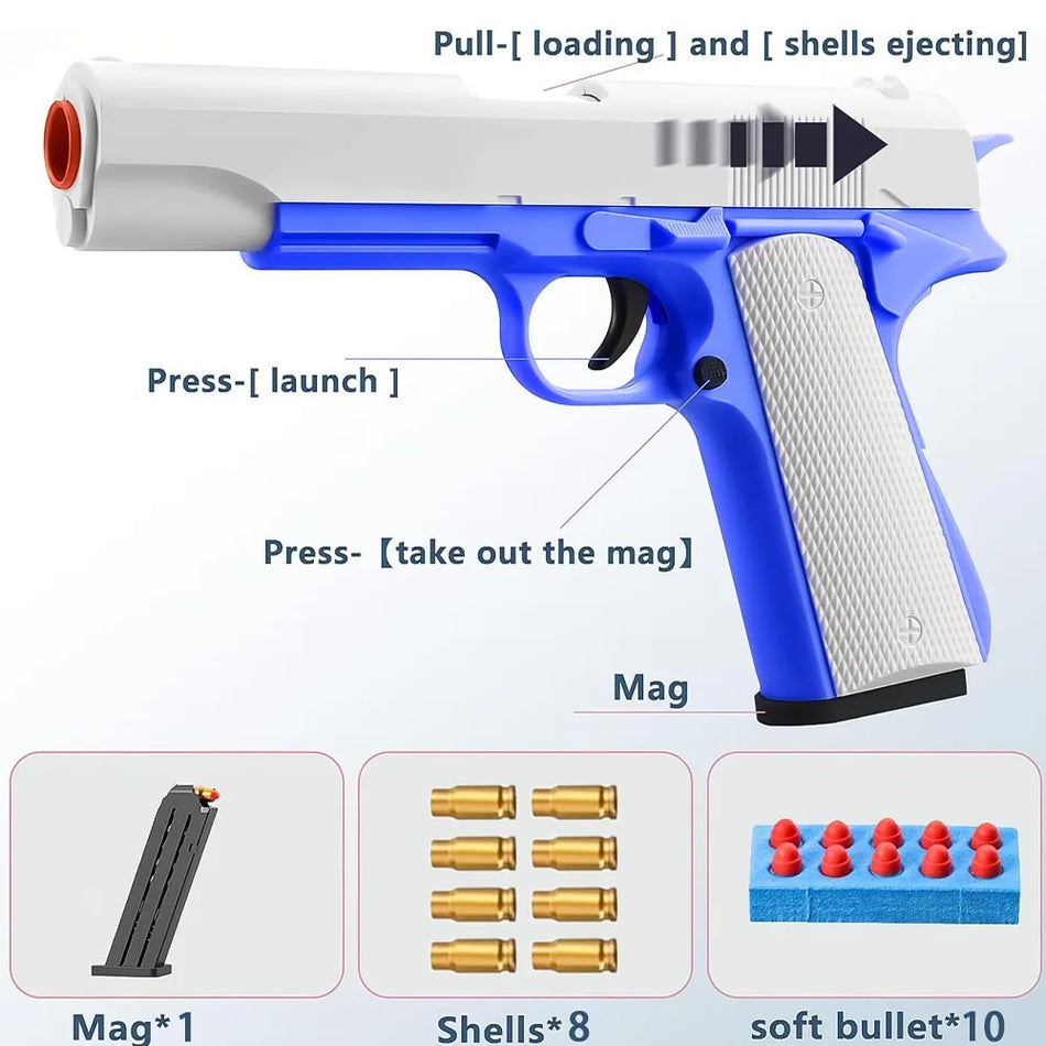 Pistola Giocattolo Soft Bullet M1911 per Bambini Aspetto Realistico Regalo di Compleanno