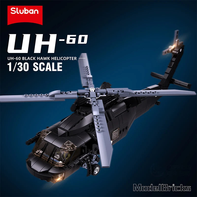 Military UH-60L Medical Rescue Helicopter Building Block Set - 692 Pieces