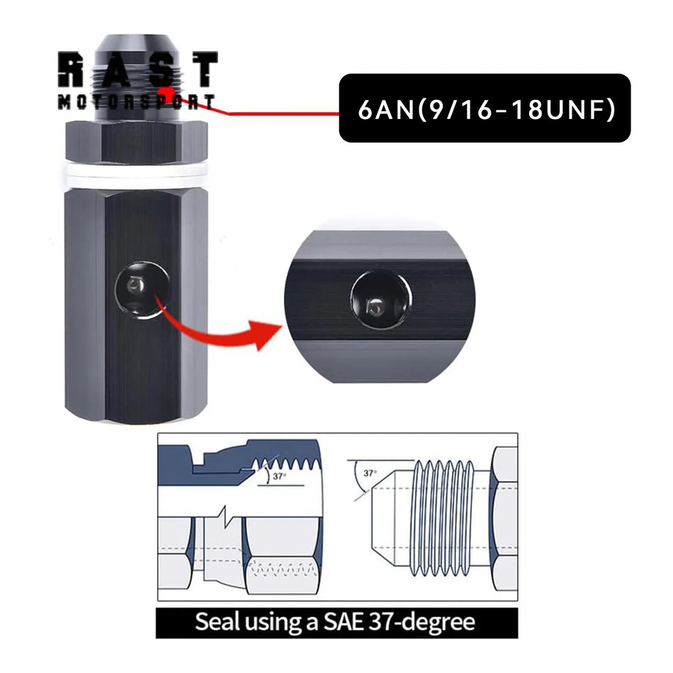 Schwarzes anodisiertes Aluminium AN6 AN8 AN10 Kraftstoffzellen-Rollover-Ventil, tankmontiert