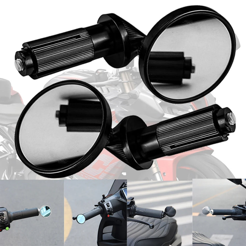 NightKist Motorcycle Handlebar Mini Rearview Mirrors Aluminum Alloy, 2 Pcs