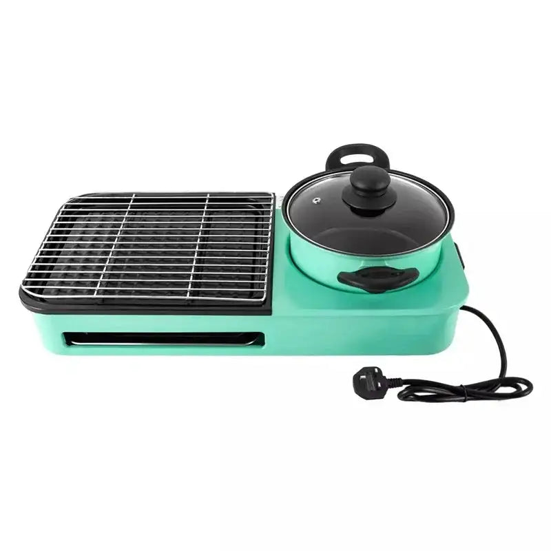 3 In 1 Smokeless Electric Grill With Nonstick Pan Hot Pot