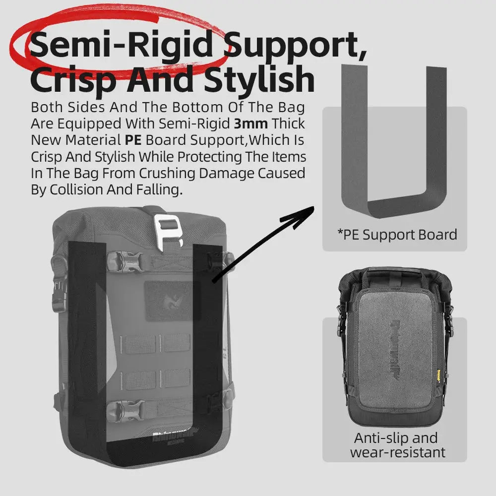 Rhinowalk Motorcycle Bumper Edge Bag 6L Waterproof Motor Crash Bar Bag With Support Board Back Panner Side Bag Molle System by InterCyprus Trading Ltd