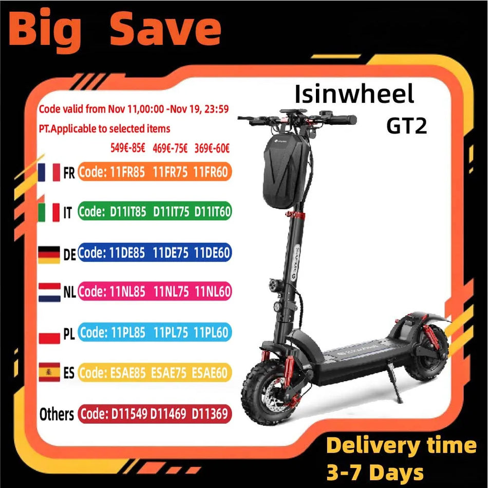Isinwheel DeGT2 Ηλεκτρικό Σκούτερ 500W 48V 11in Ελαστικά Εκτός Δρόμου