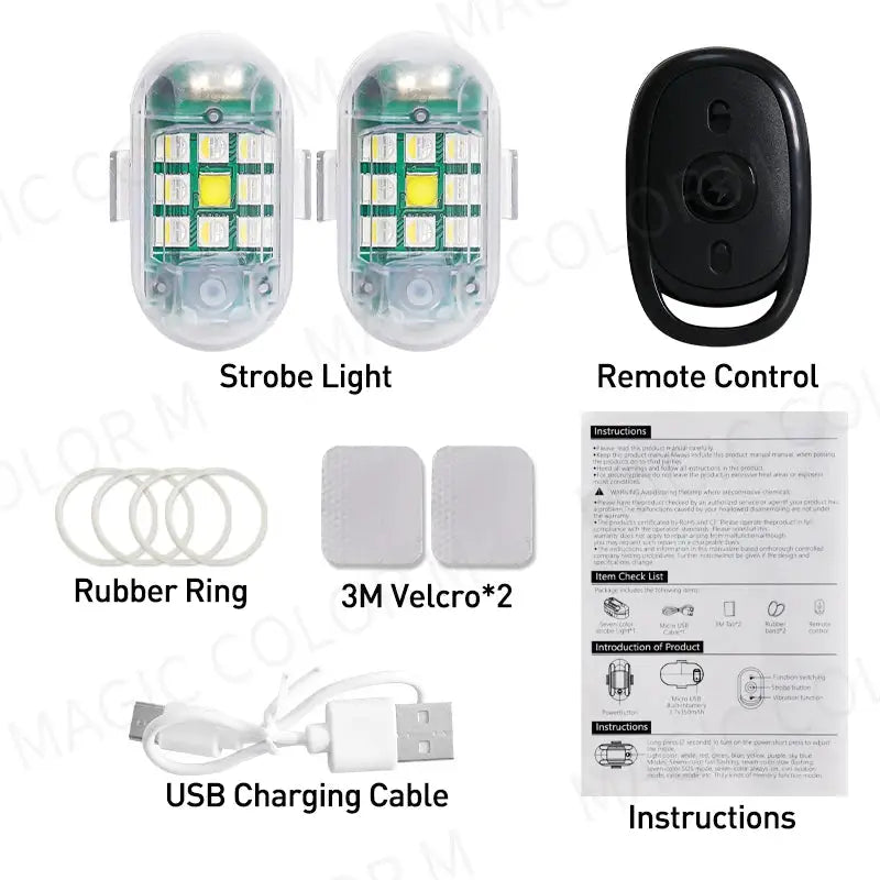 2PCS Wireless LED Strobe Light Remote Control Warning Lamp Flash Indicator Anti-collision For Car Auto Motorcycle Drone Cruise by InterCyprus Trading Ltd