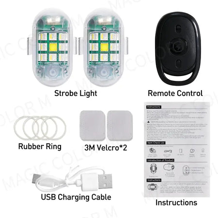 2PCS Wireless LED Strobe Light Remote Control Warning Lamp Flash Indicator Anti-collision For Car Auto Motorcycle Drone Cruise by InterCyprus Trading Ltd