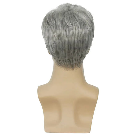 Short Silver Gray Wig for Men - Stylish Layered Cosplay &amp; Daily Use