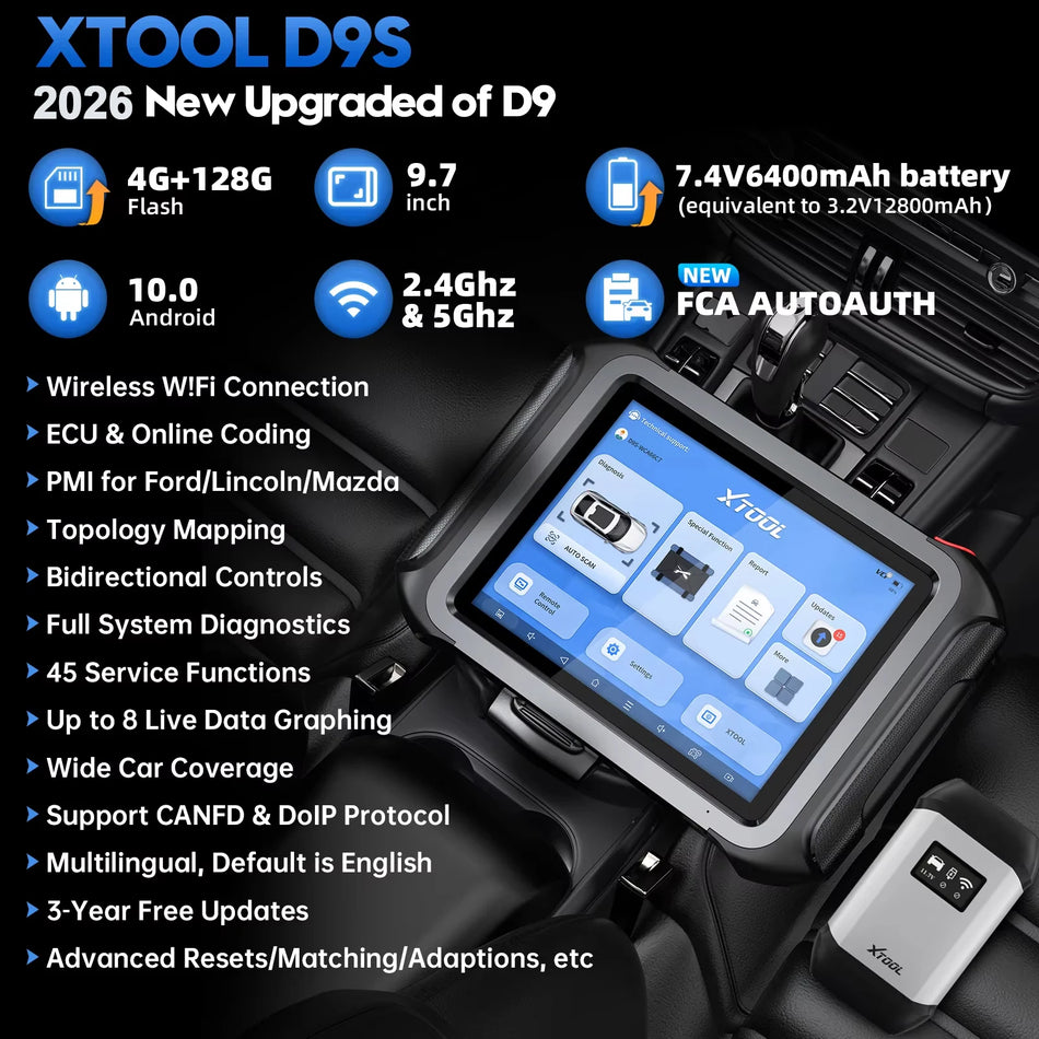 Diagnosetool für Autos mit Bluetooth, ECU-Codierung und Schlüsselprogrammierer für FCA D9S