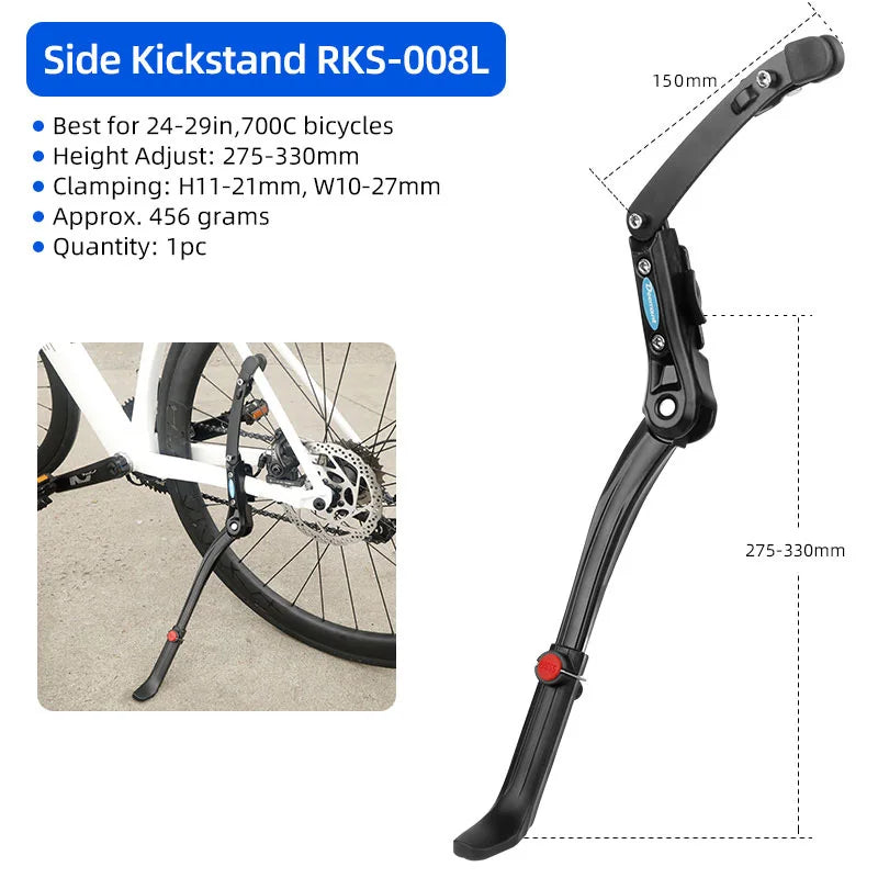 Deemount Dual Clamps Kickstand &ndash; Strong Support for 24-29 Inch Bicycles Side Stand  RKS008 L / CHINA