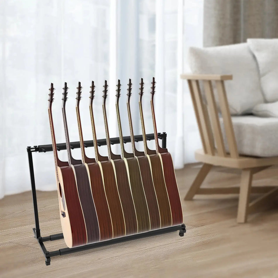 Freestanding Guitar Rack for 9 Guitars &ndash; Adjustable Foot Pads GERMANY