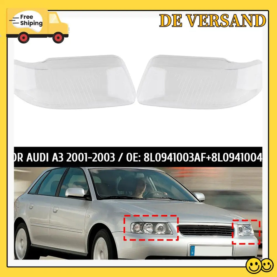 Scheinwerferlinsen-Ersatz für Audi A3 2001-2003 Klar Direkter Einbau Polycarbonat-Konstruktion