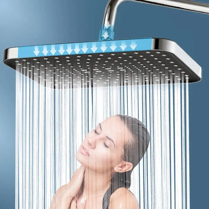 Rainfall Shower Head Big Panel Large Flow Supercharge Ceiling Mounted Shower head 360 Rotation High Pressure ABS Bathroom Faucet