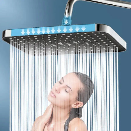 Rainfall Shower Head Big Panel Large Flow Supercharge Ceiling Mounted Shower head 360 Rotation High Pressure ABS Bathroom Faucet