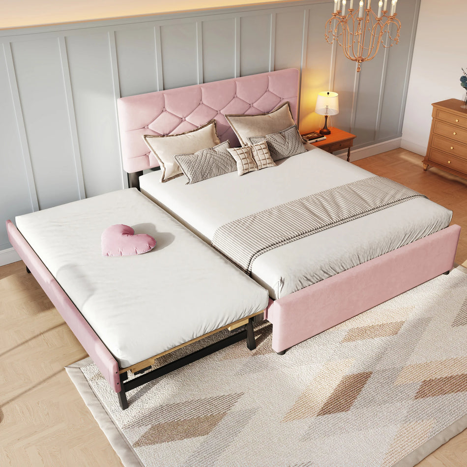 Fløjl Polstret Seng 140x200cm Med Lamelseng