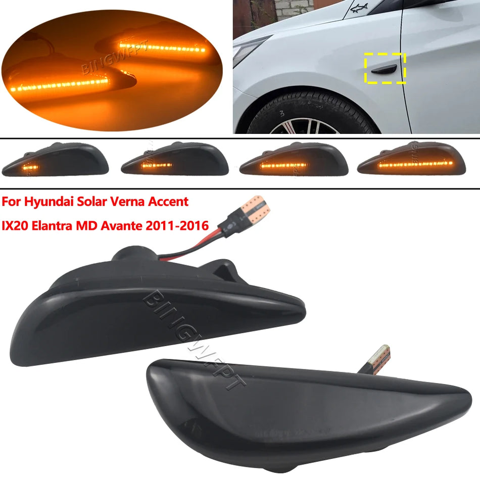 2PCS Luci Marker Laterali LED Dinamiche per Paraurti Anteriore per Hyundai Accent 2011-2016