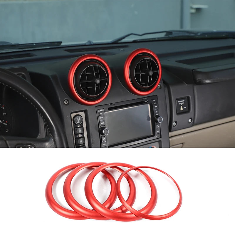 Hummer H2 2003-2007 Aluminium Rød Luftudløbsring Dekoration 4 stk