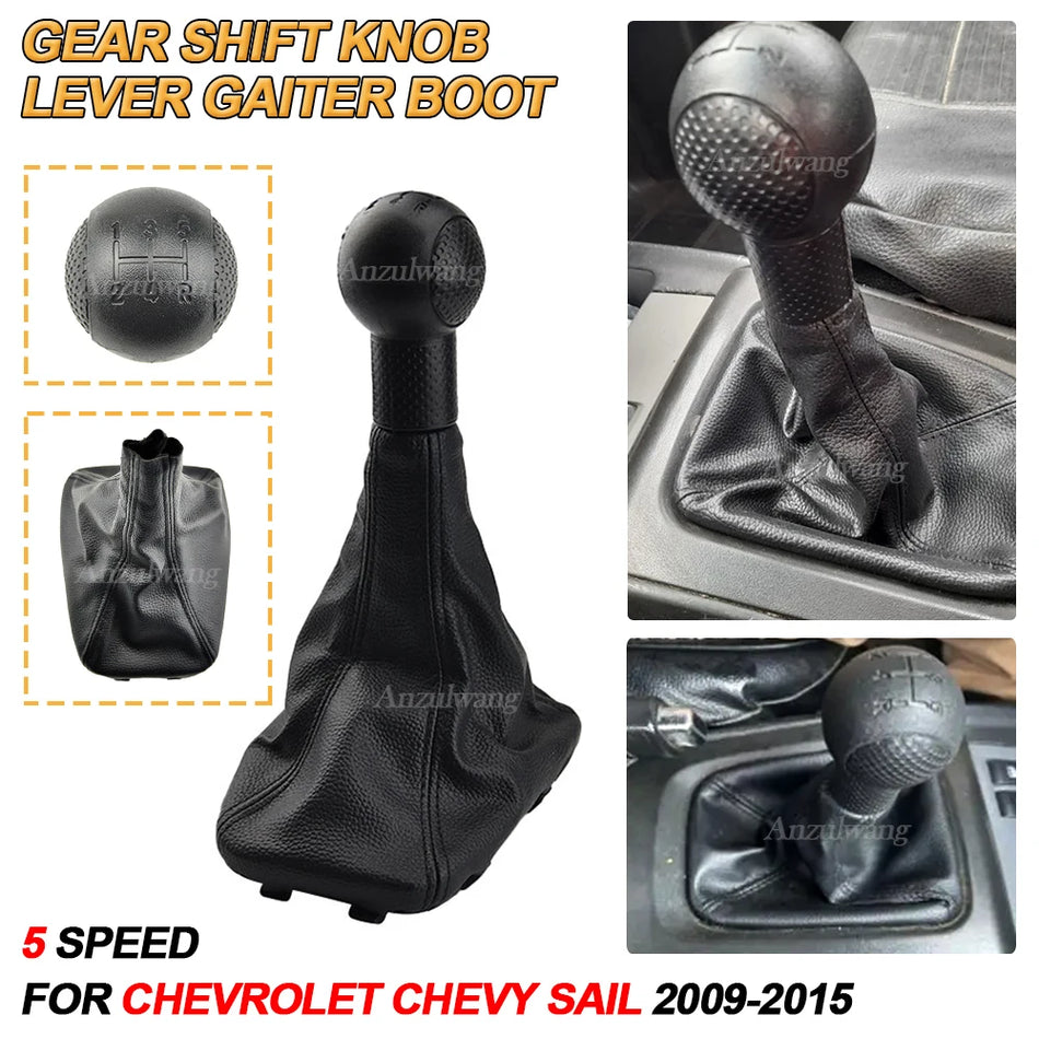 Manual 5 Speed Gear Shift Knob With Boot Cover For Chevrolet Sail