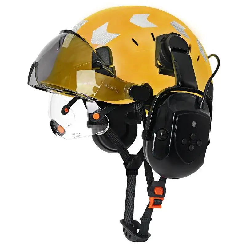 SF06 CR08 Construction Helmet Bluetooth 5.0 &ndash; Noise Guard Yellow with earmuffs