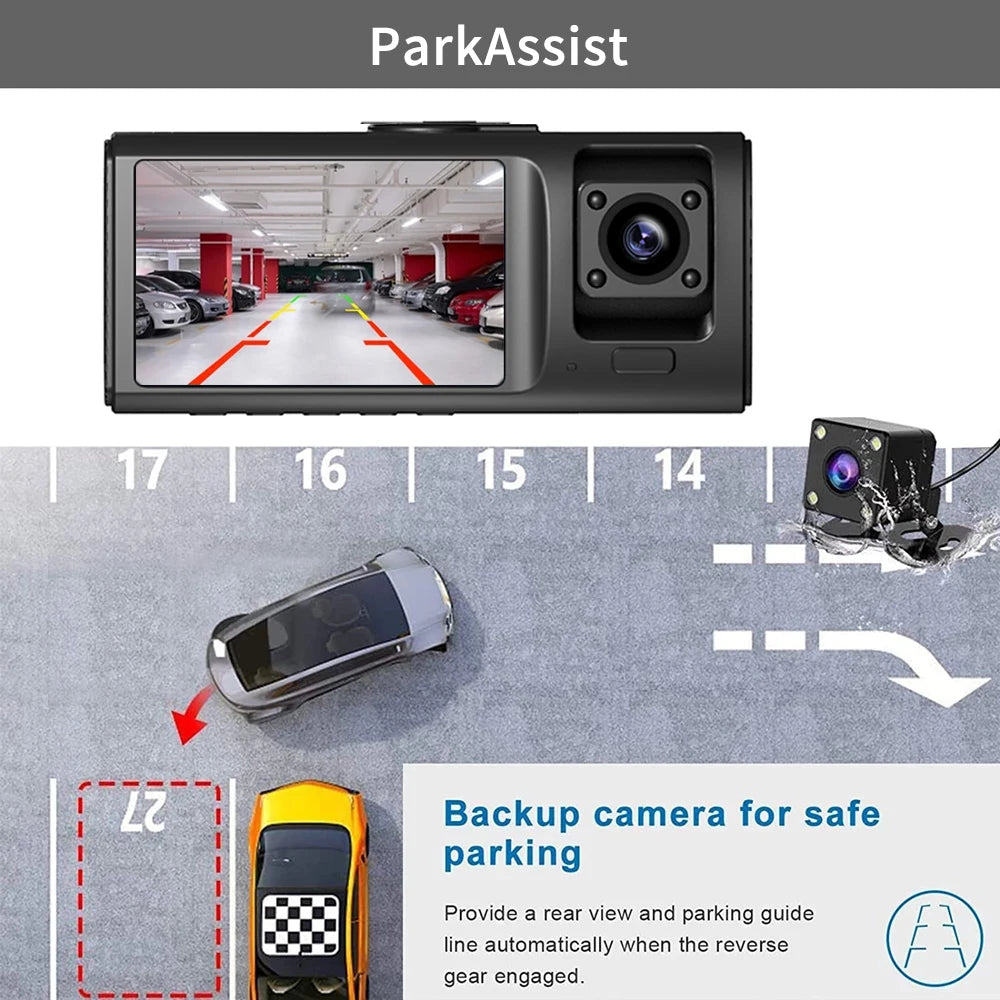 3 Channel WiFi Car DVR HD 1080P &ndash; Triple Lens Full Coverage Recording