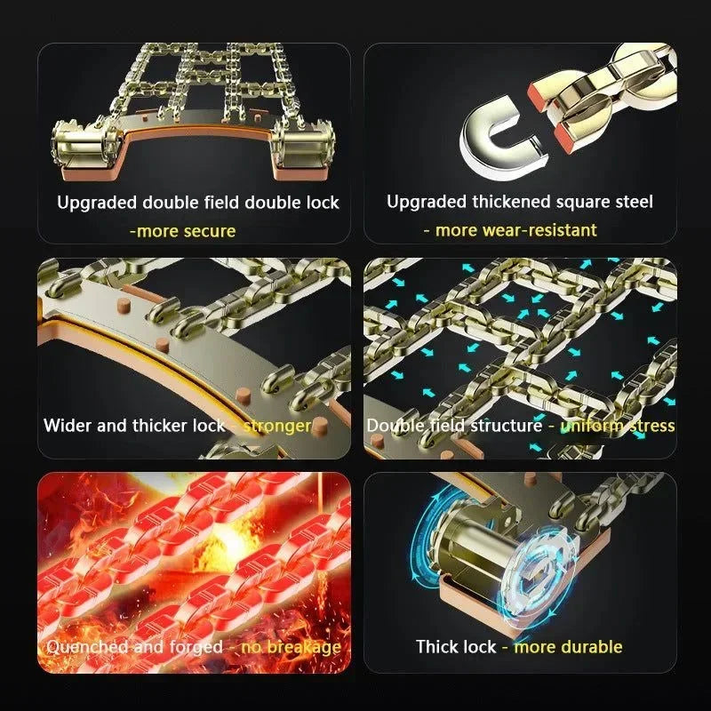 Anti-Skid Iron Car Tire Snow Chains &ndash; 165-195mm Tire Width