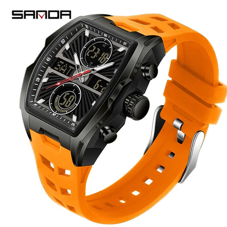 Sanda Men Watch &ndash; Double Display Chronograph Waterproof 6299 black orange