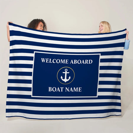 Custom Boat Name Blanket - Personalized Nautical Decor Gift