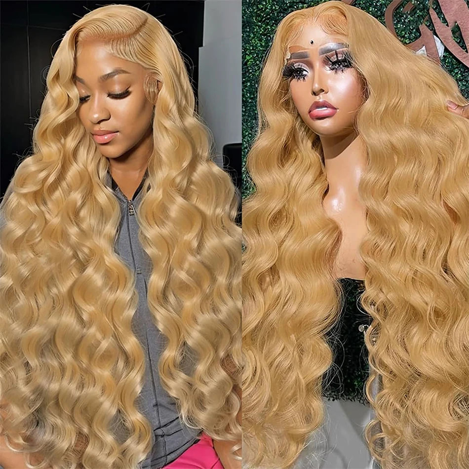 SYLPHAIR 13x4 Honey Blonde Body Wave Human Hair Lace Frontal Wig 200 Density