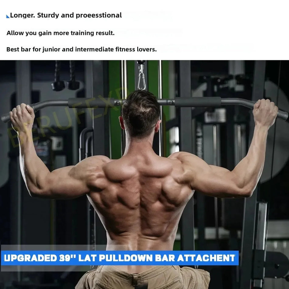 Iron Lat Pulldown Bar 39.4in With 360° Swivel For Cable Pulley System