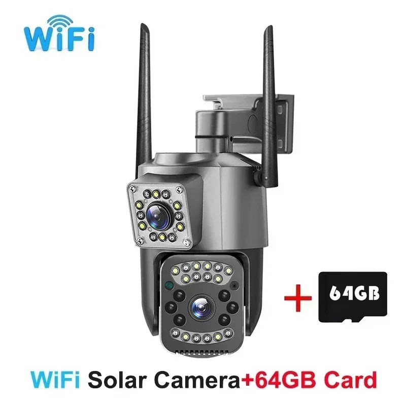4G Sim Card Camera 8MP 4K Dual Lens IP PTZ &ndash; Night Vision WiFi and 64GB Card / EU Plug