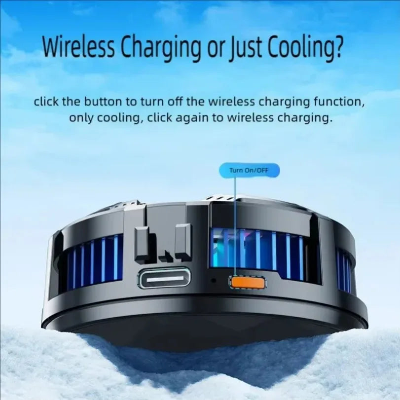 VIKEFON Phone Cooler Fan &ndash; Wireless Charging with RGB Light
