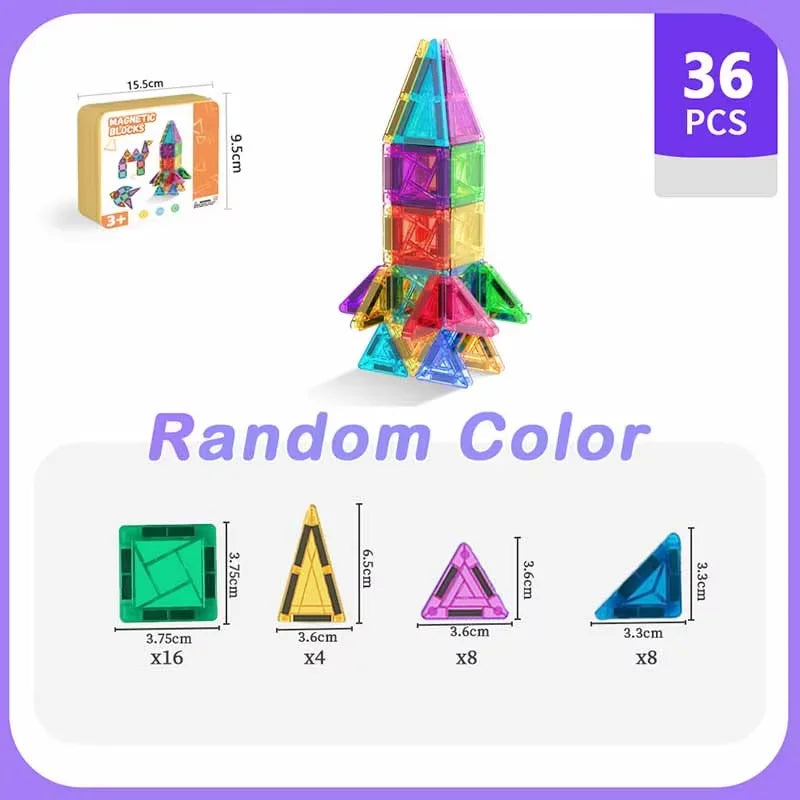 Mini Magnetic Tiles Travel Toys 3.75cm &ndash; Portable STEM ATS30699D36PCS