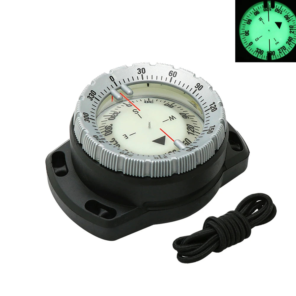 Underwater Diving Compass - Luminous Dial With Elastic Rope Grey