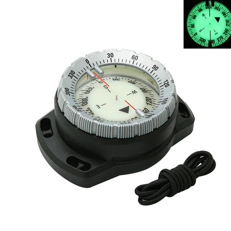 Underwater Diving Compass - Luminous Dial With Elastic Rope Grey