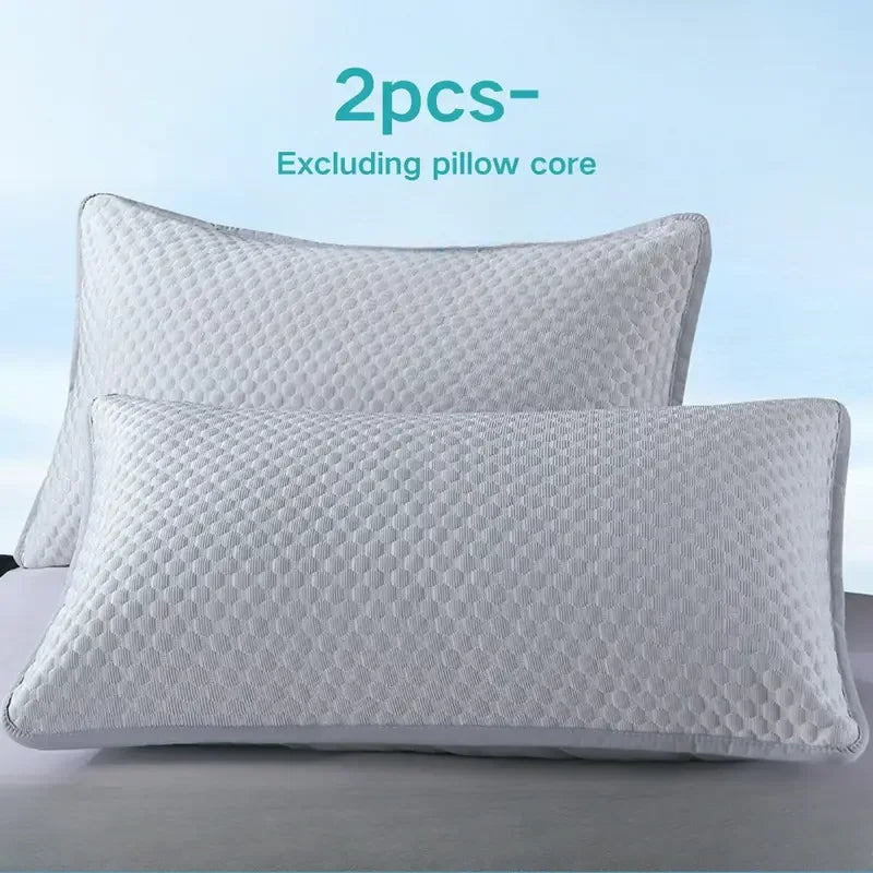 Cooling Pillowcase Covers &ndash; Soft Breathable Ice Silk For Summer Comfort Grey-1Pair / 48x74cm