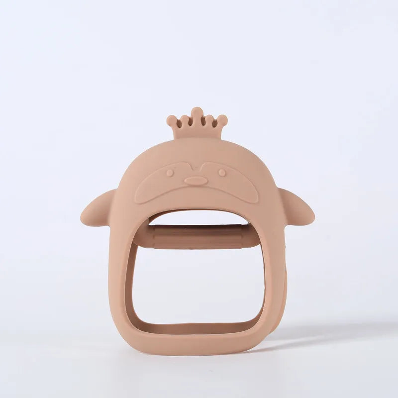 Cute Baby Hands Teether &ndash; Safe Silicone for Teething Relief B Light brown