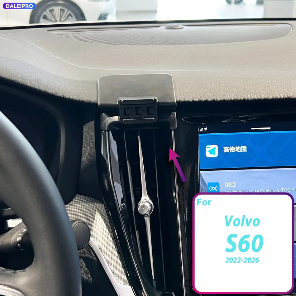 ABS Smart Phone Holder Base With 66W Fast Charging For Volvo S60 2022-2026 by InterCyprus Trading Ltd